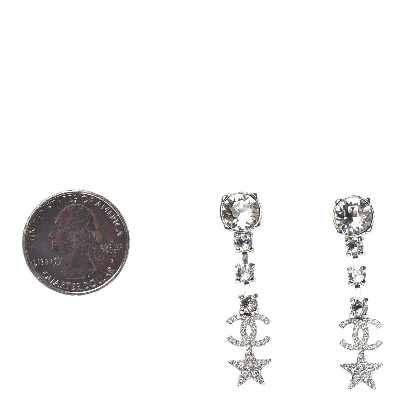Crystal Starfall Drop CC Earrings Silver