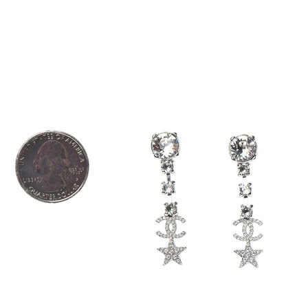 Chanel Crystal Starfall Drop CC Earrings Silver 2 of 4
