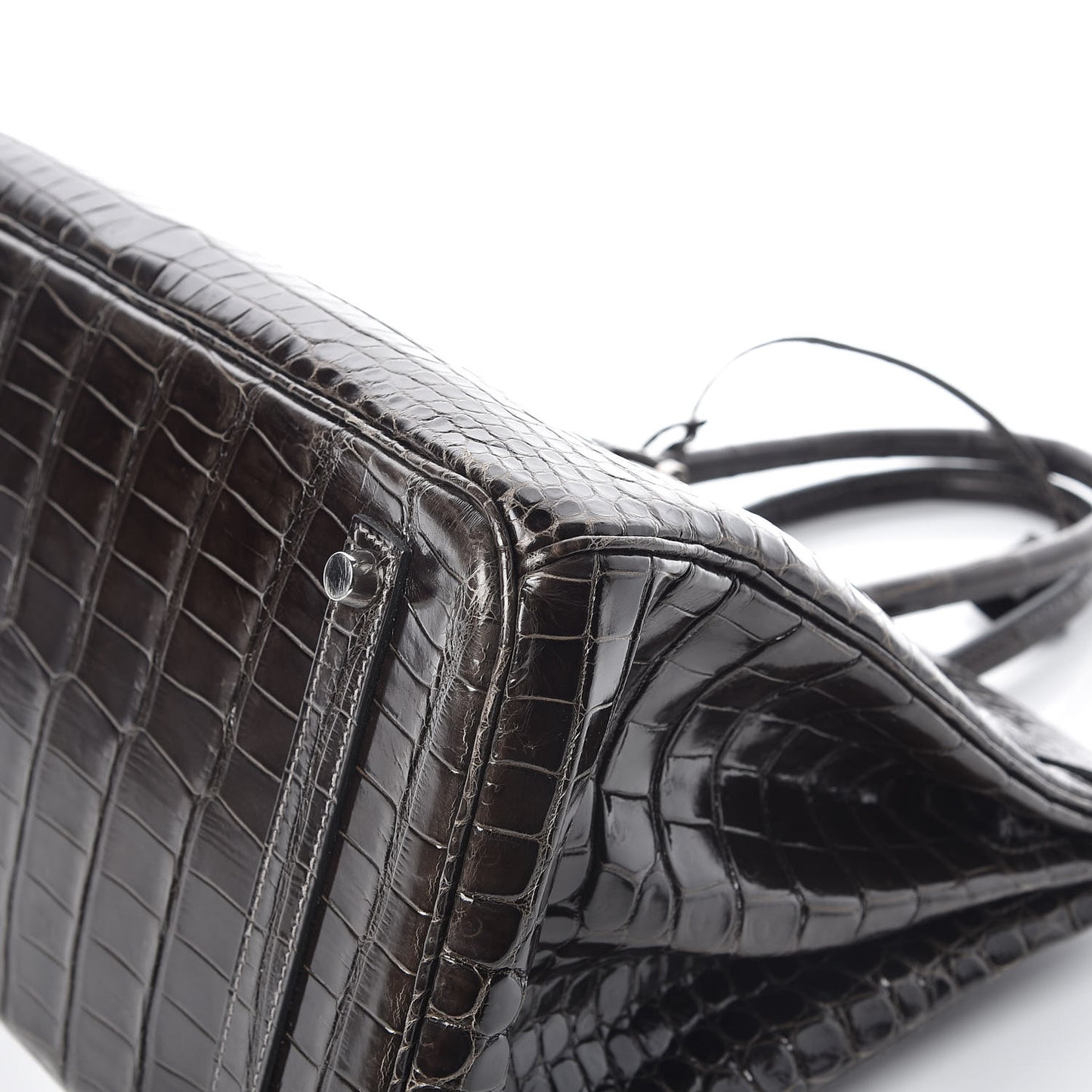 Shiny Porosus Crocodile Birkin 35 Graphite