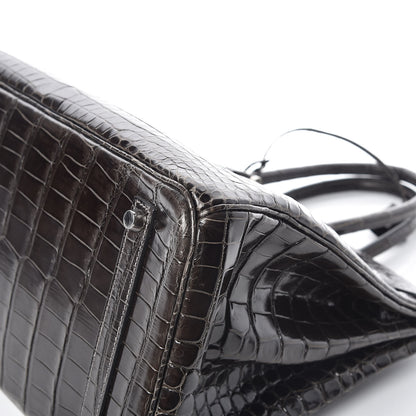 Hermes Shiny Porosus Crocodile Birkin 35 Graphite 35 of 38