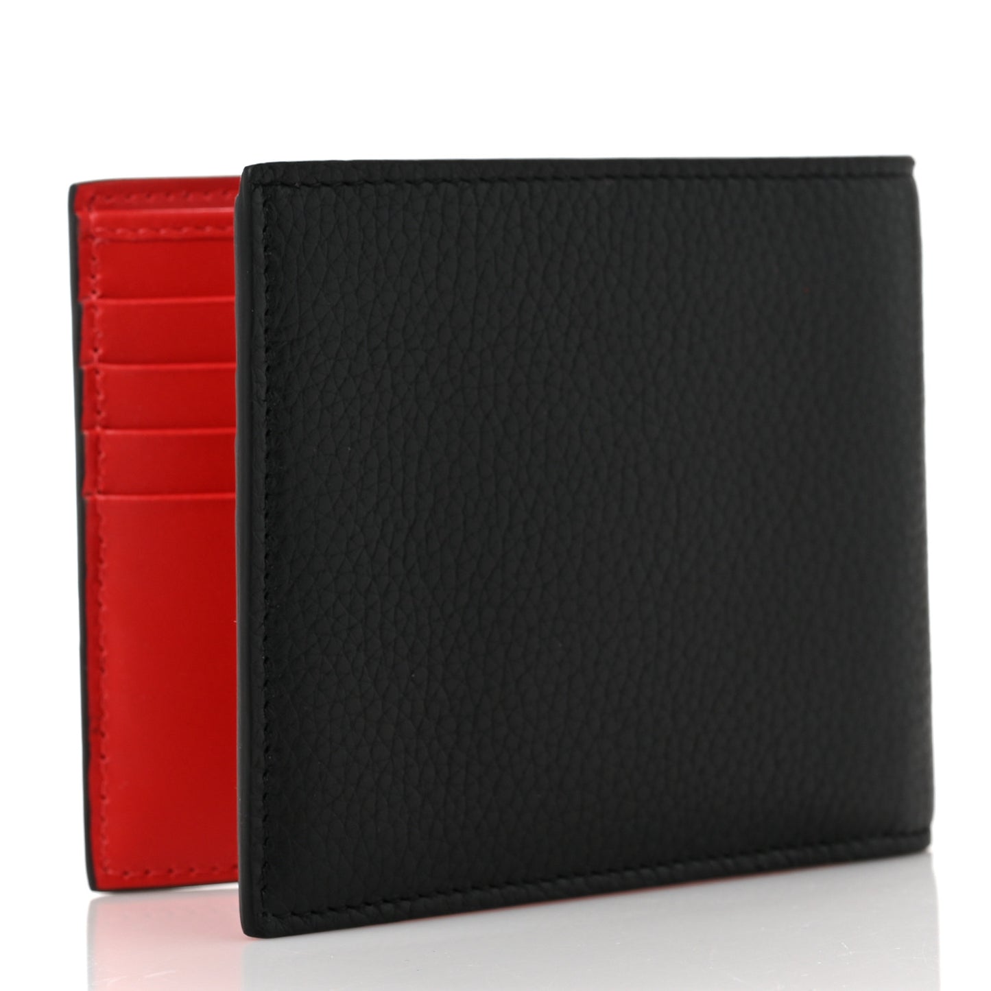 Calfskin Coolcard Two-Tone Wallet Black Red