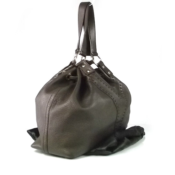 Leather Reversible Tote Gold/Brown