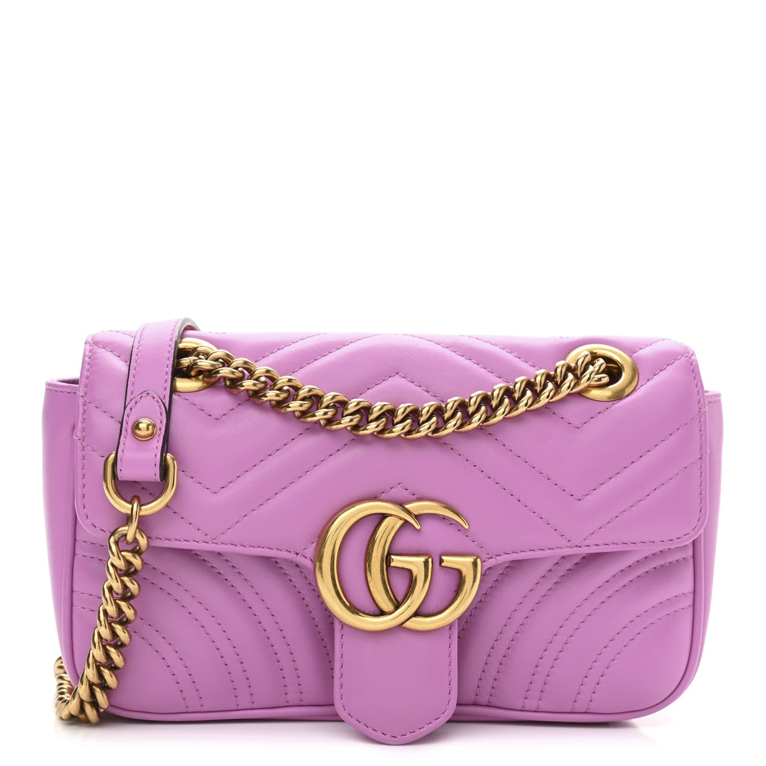 Gucci Calfskin Matelasse Mini GG Marmont Shoulder Bag Candy Mousse 1 of 13