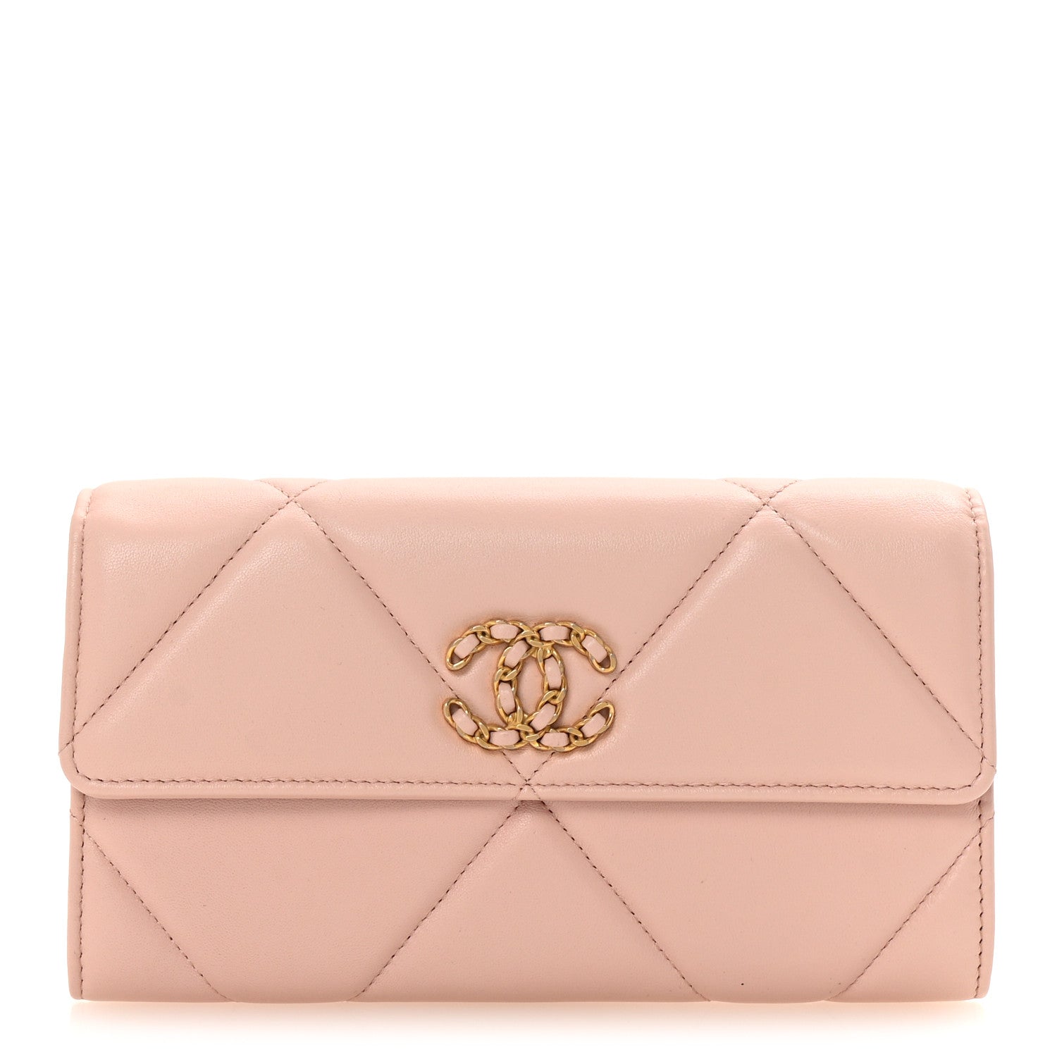 Chanel Lambskin Quilted Chanel 19 Flap Wallet Light Pink 1 of 9