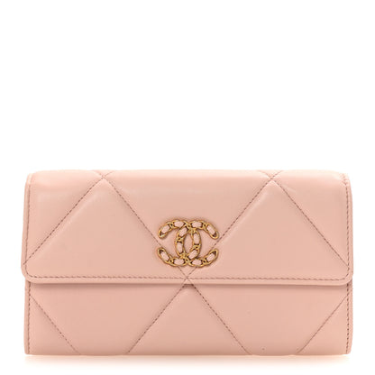 Chanel Lambskin Quilted Chanel 19 Flap Wallet Light Pink 1 of 9