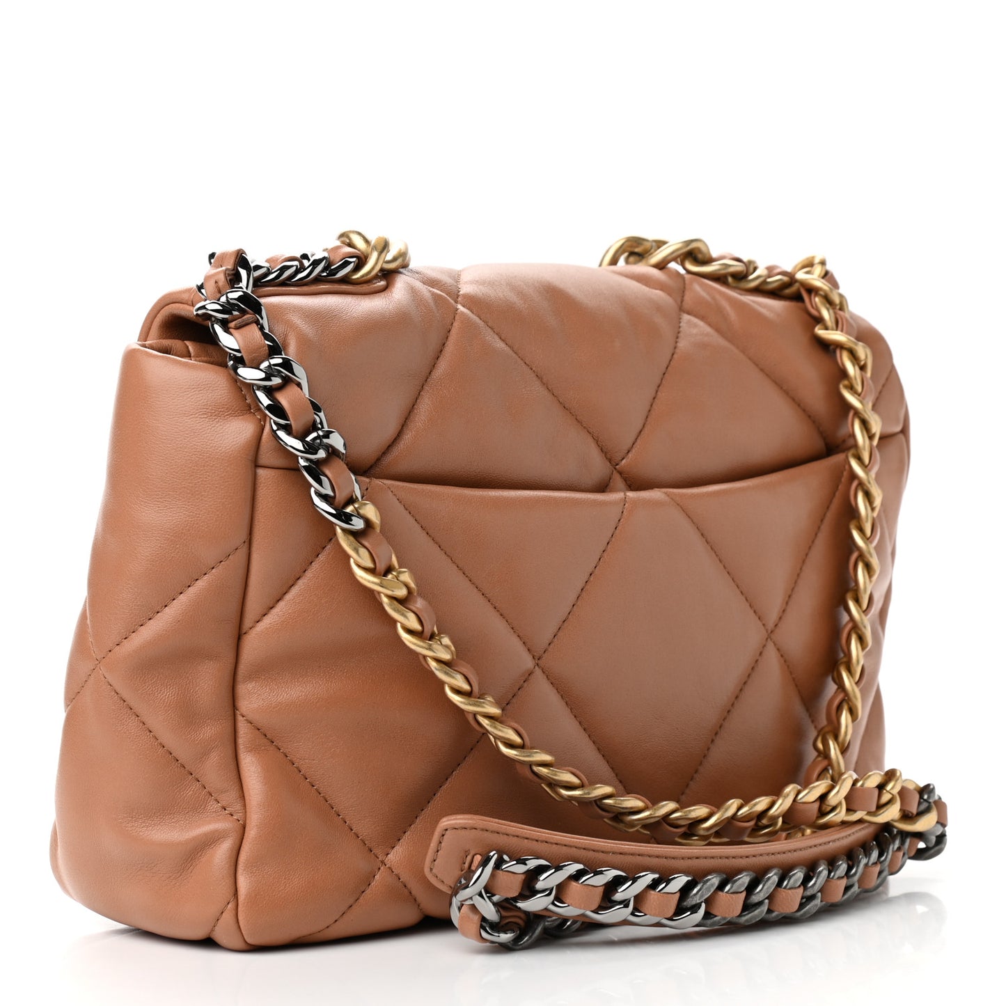 Lambskin Quilted Large Chanel 19 Flap Brown