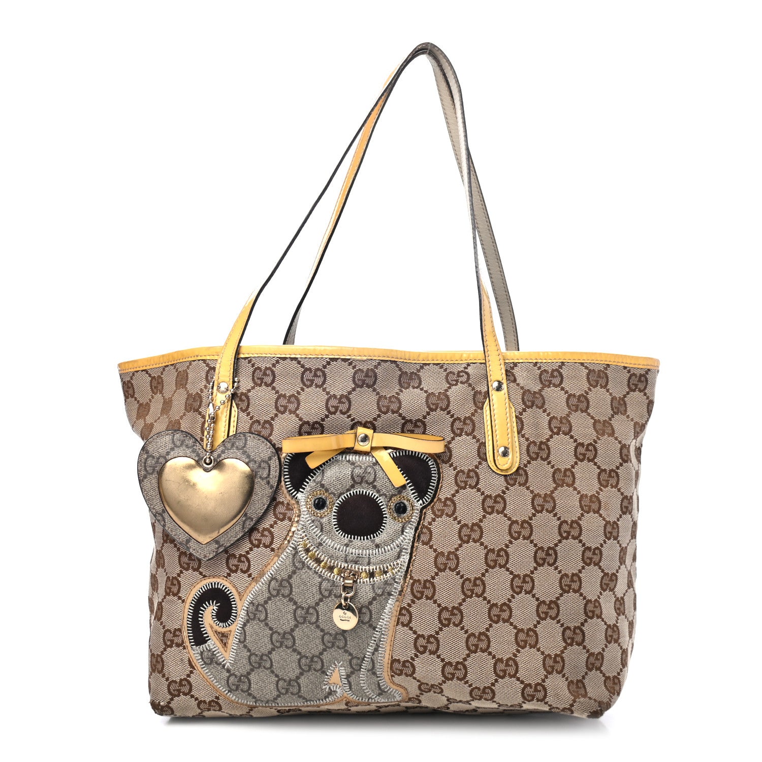 Gucci GG Supreme Monogram Oliver Pug Dog Tote Bag Yellow 1 of 5