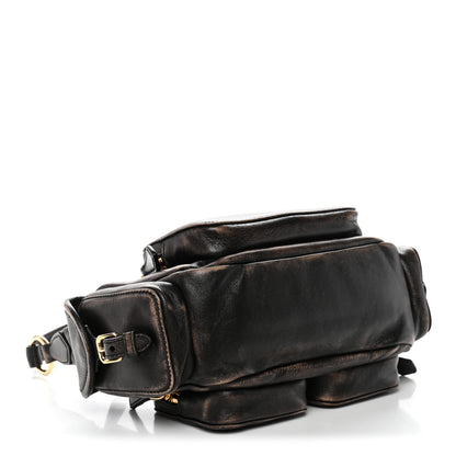 Miu Miu Distressed Nappa Pocket Bag Sand Coffee 4 of 9