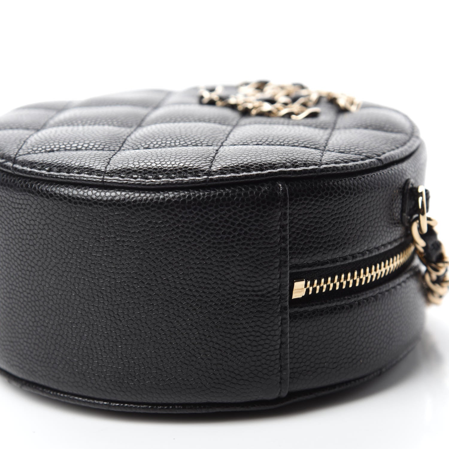 Chanel Caviar Quilted French New Wave Round Clutch With Chain Black 7 of 11