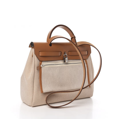 Hermes Vache Hunter Criss Viking Herbag Zip Retourne 31 PM Ecru Beige Naturel 4 of 11