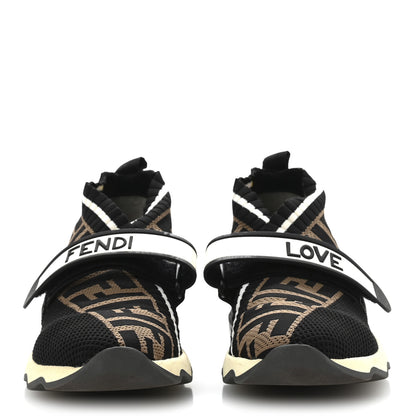 Fendi Stretch Yarn FF Stiff Band Rockoko Sneakers 35 Black White Tobacco 3 of 9