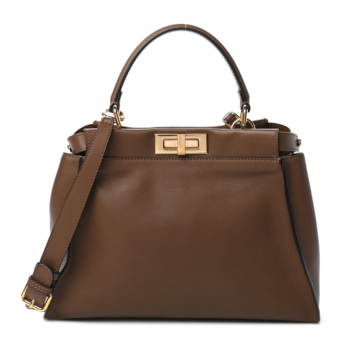 Vitello Seta Fabric Jacquard Pequin Medium Peekaboo Iconic Satchel Foresta Tobacco