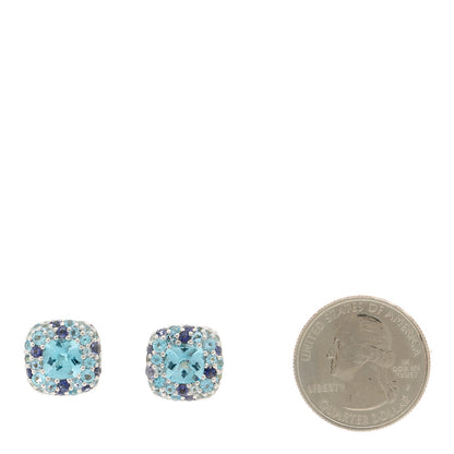 John Hardy Sterling Silver Blue Topaz Aquamarine Iolite Batu Kali Square Earrings 2 of 4