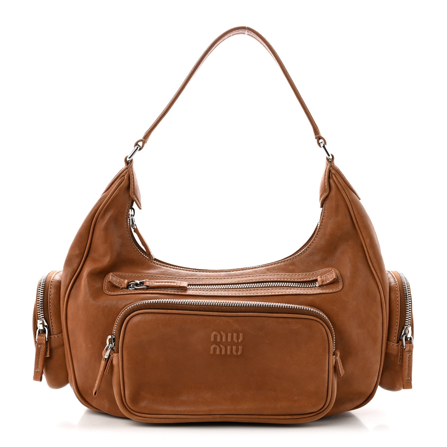 Miu Miu Nappa Pocket Top Handle Bag Caramel 1 of 9