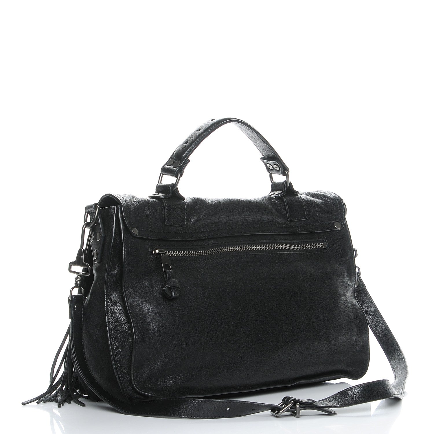 Proenza Schouler Lambskin Fringe Medium PS1 Satchel Black 4 of 9