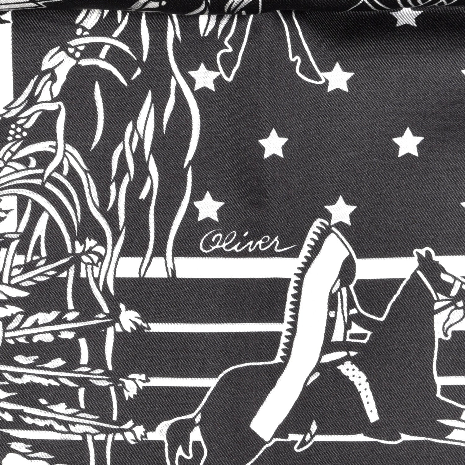 Hermes Silk Double Face Pani La Shar Pawnee Scarf 90 Black Marine 6 of 8