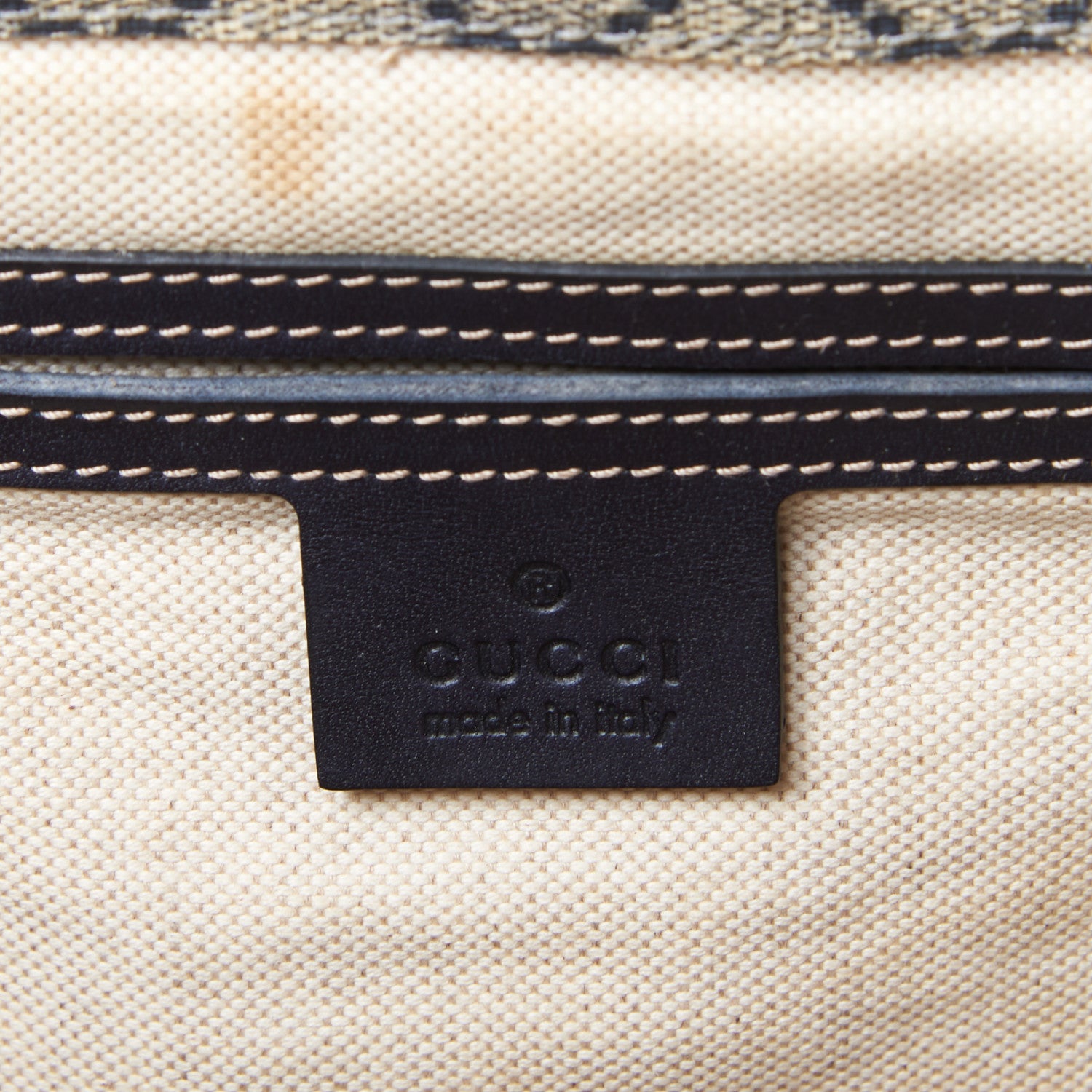 Gucci GG Plus Monogram Large Double Buckle Flap Messenger Bag Beige Navy 8 of 11