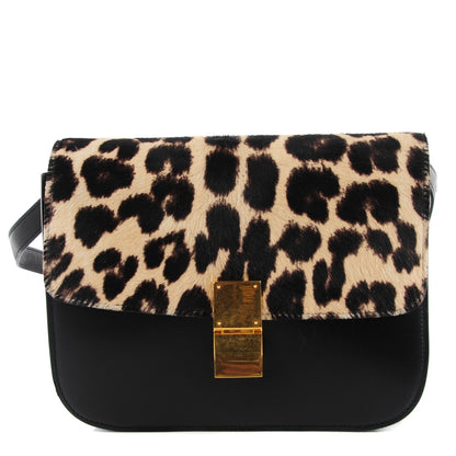 Celine Pony Hair Leopard Medium Box Flap Black 1 of 20