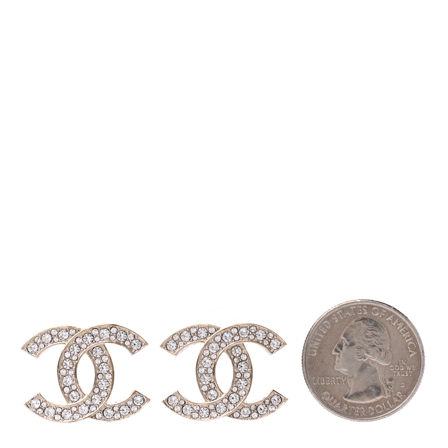 Crystal CC Earrings Light Gold