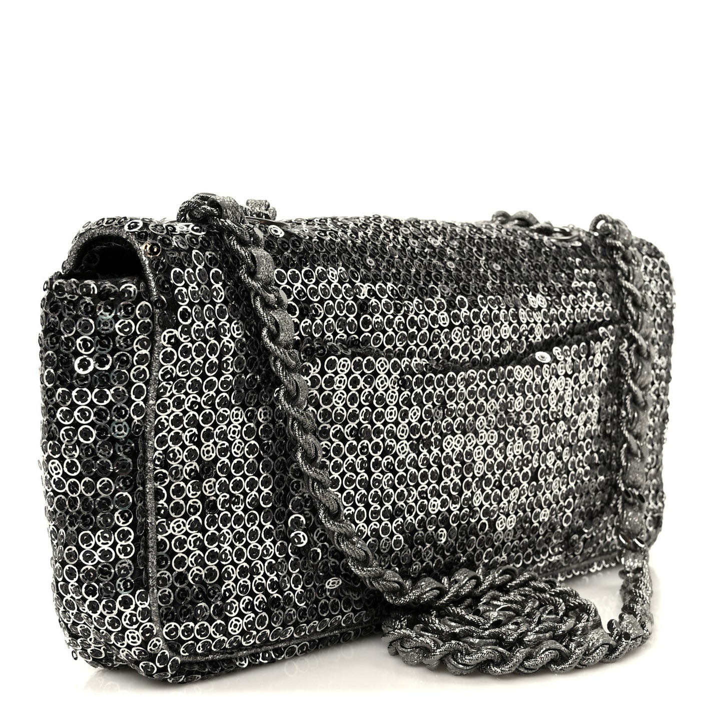 Sequin East West Flap Dark Silver