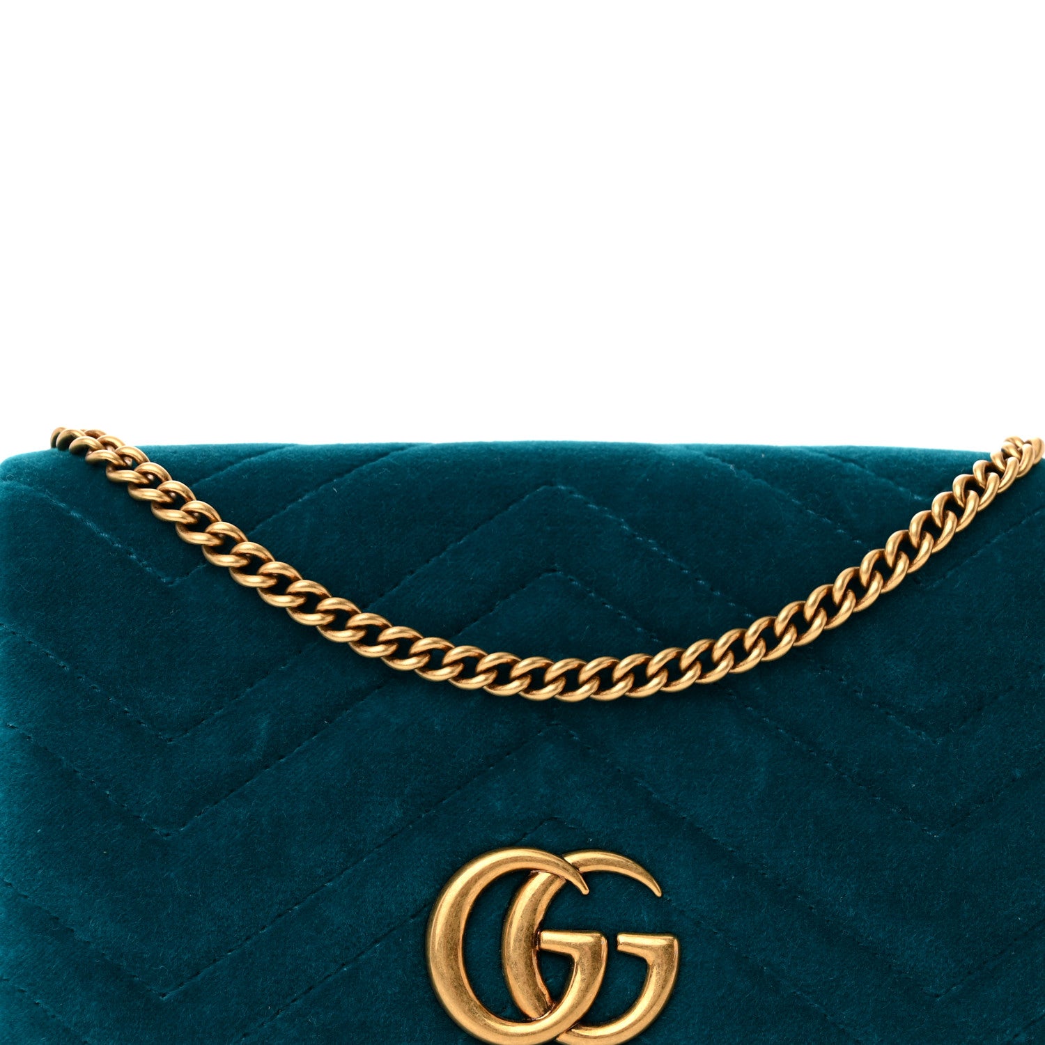 Gucci Velvet Matelasse GG Marmont Mini Bag Pavone Cyan 7 of 11