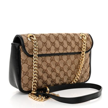 Gucci Monogram Matelasse Diagonal Small GG Marmont Shoulder Bag Beige Black 3 of 10