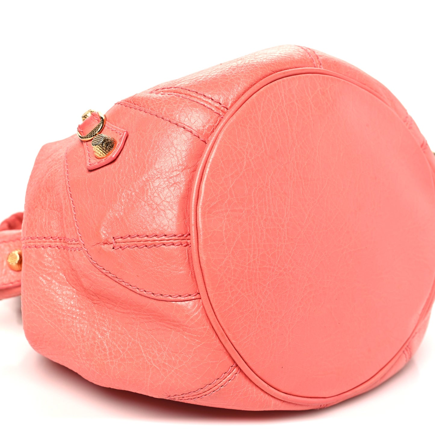 Agneau Giant 12 Gold Hardware Mini Pompon Rose Azalee