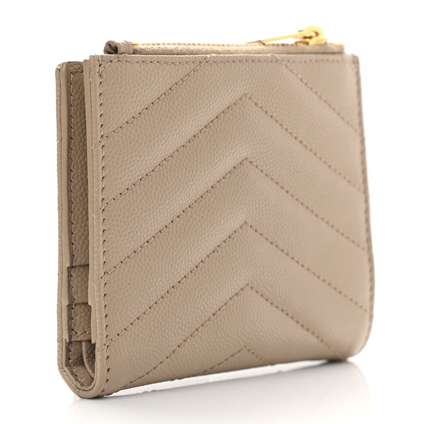 Grain De Poudre Matelasse Chevron Monogram Zipped Card Case Nude Powder