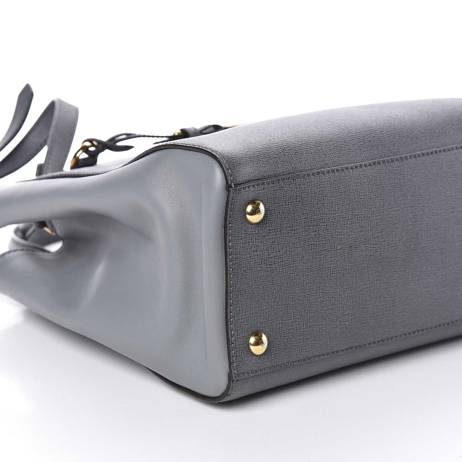 Fendi Vitello Elite Petite 2Jours Tote Grigio Grigio Chiaro 10 of 12