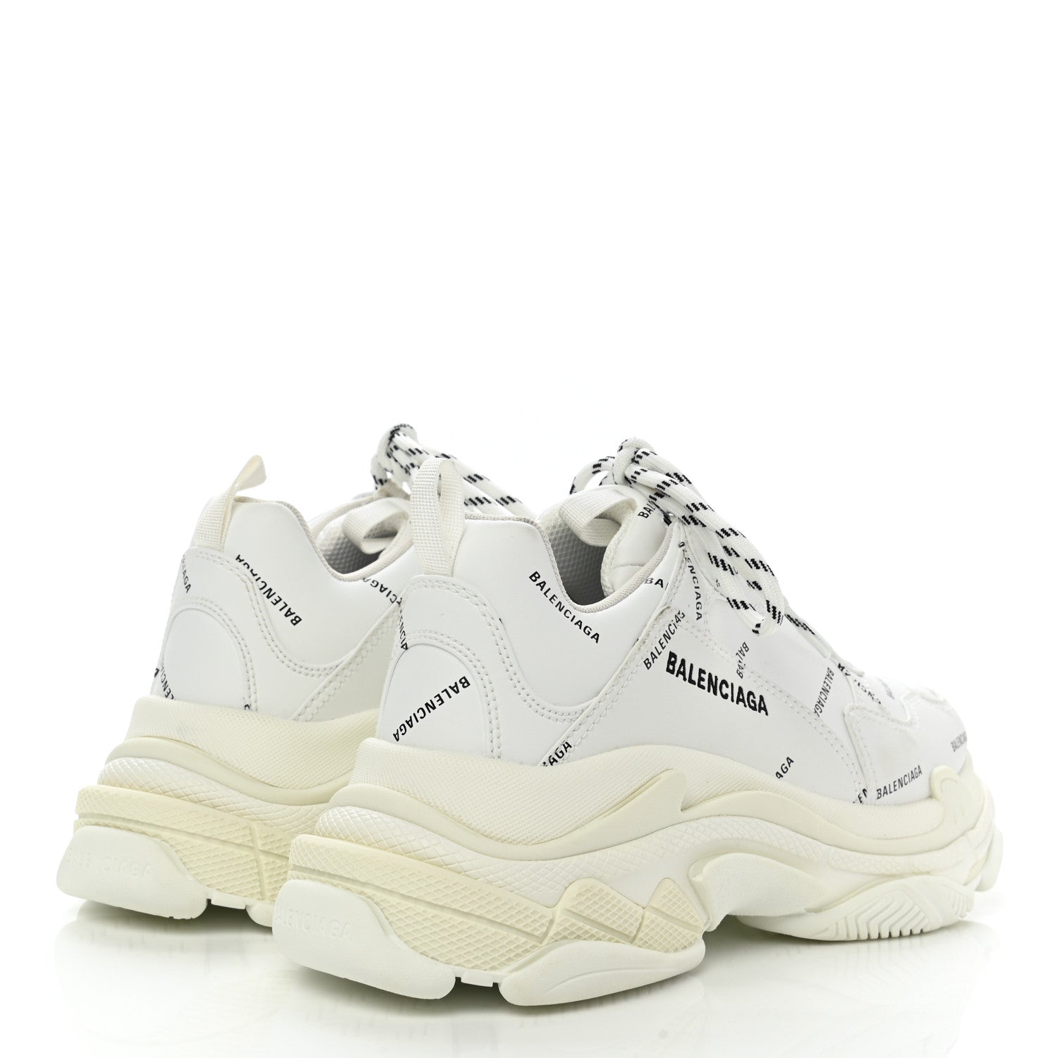 Balenciaga Technical Fabric Allover Logo Mens Triple S Sneakers 42 White Black 4 of 8
