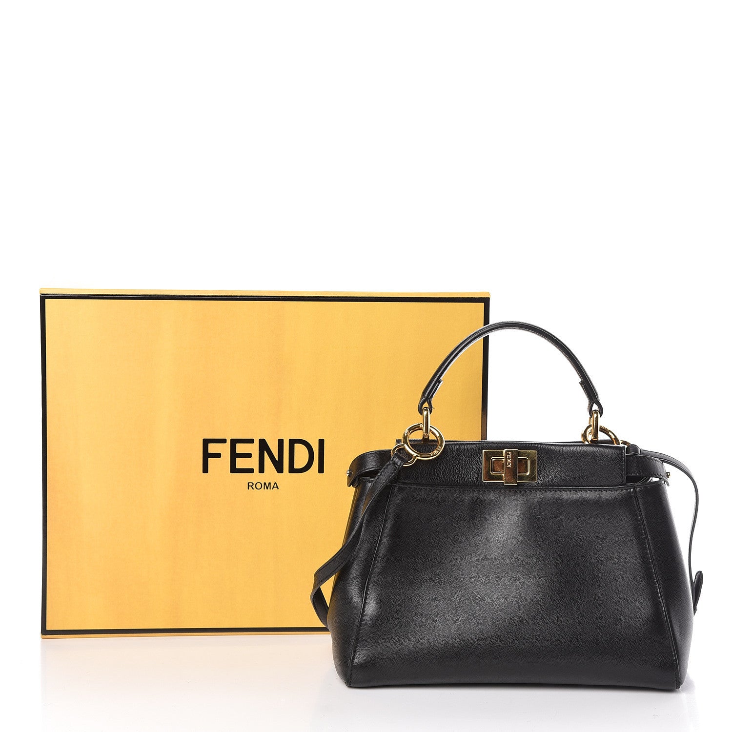 Fendi Nappa Mini Peekaboo Iconic Satchel Black 11 of 11