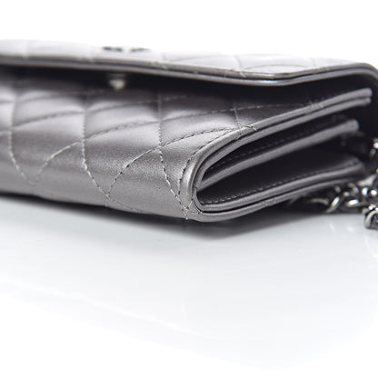 Chanel Lambskin Quilted Pearl My Shoulder Mini French Wallet On Chain WOC Silver 12 of 13