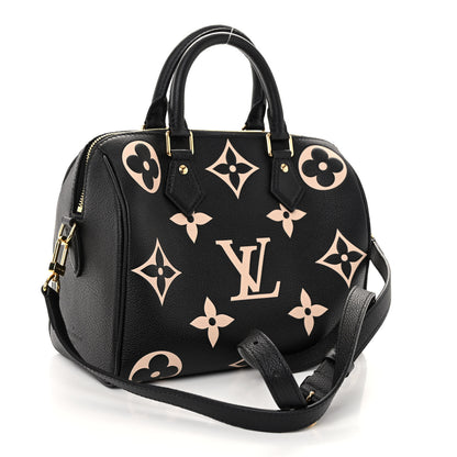 Louis Vuitton Empreinte Monogram Giant Speedy Bandouliere 25 Black Beige 3 of 10