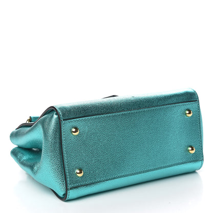 Burberry Metallic Soft Grain Calfskin Small Buckle Tote Emerald 5 of 12