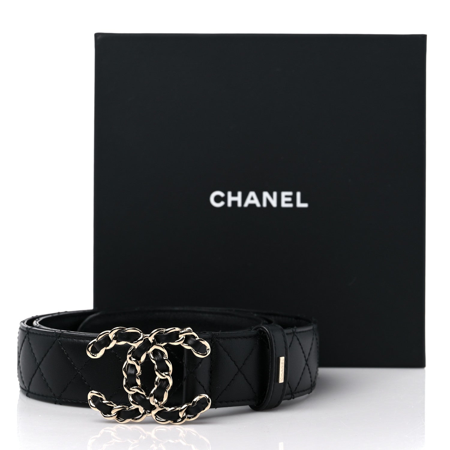 Chanel Calfskin Quilted CC Chain Belt 95 38 Black 5 of 5