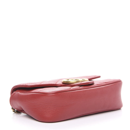 Gucci Calfskin Matelasse Super Mini GG Marmont Shoulder Bag Hibiscus Red 3 of 10