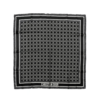 Christian Dior Silk Cannage Square Scarf 90 Black White 1 of 3