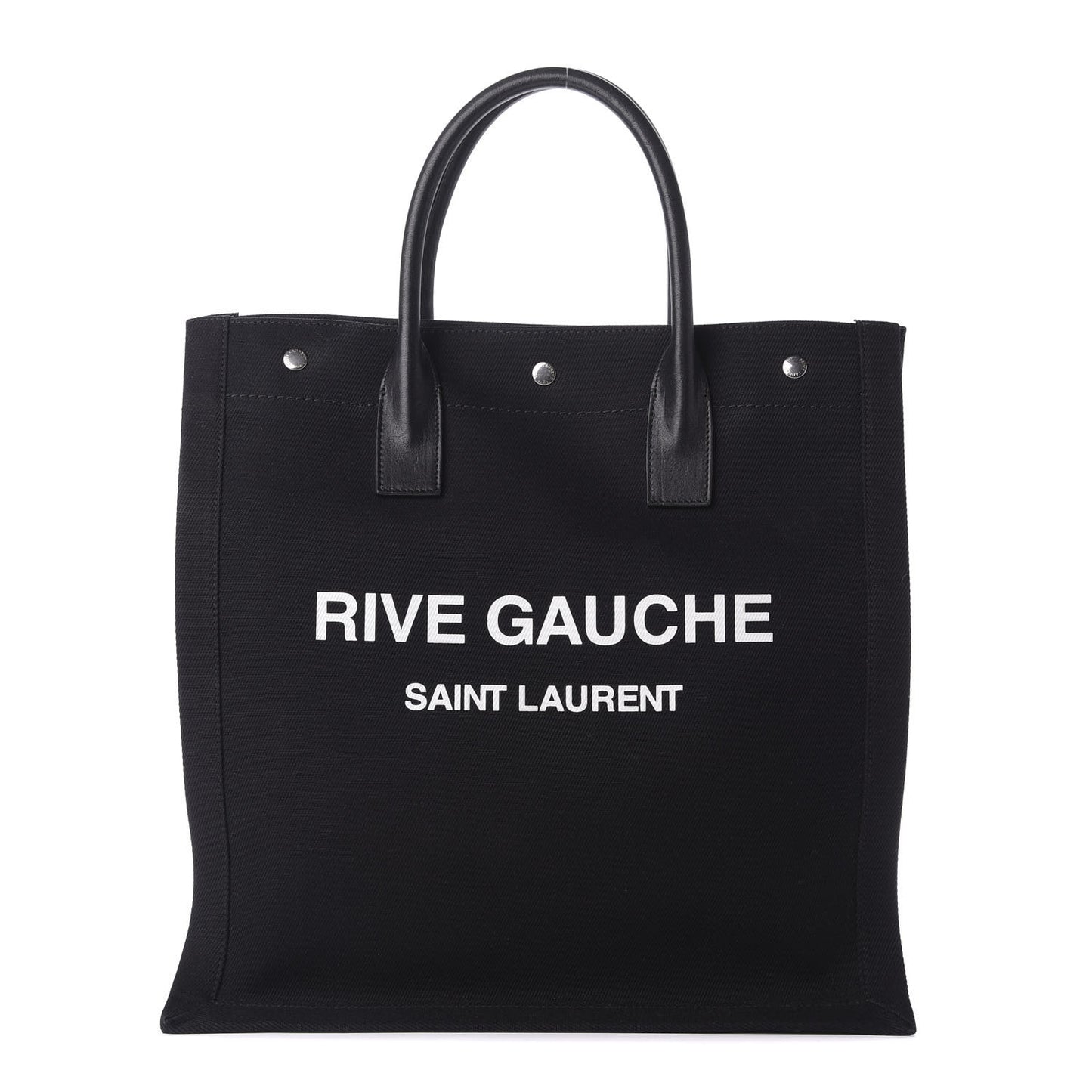 Linen Calfskin Rive Gauche North South Tote Black