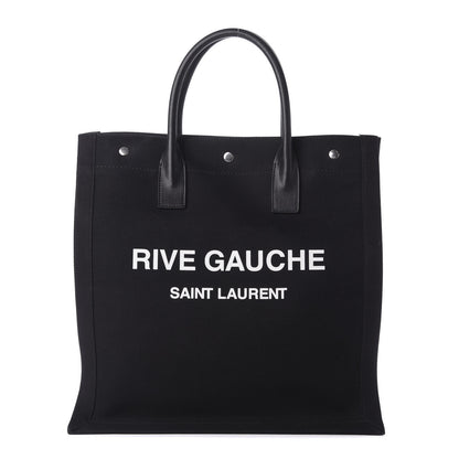 Saint Laurent Linen Calfskin Rive Gauche North South Tote Black 1 of 9