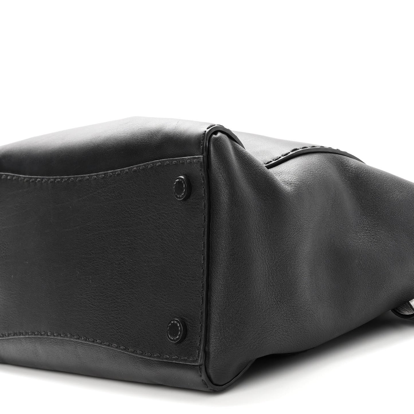 City Calf Small Hand Stitched Galleria Double Zip Tote Black