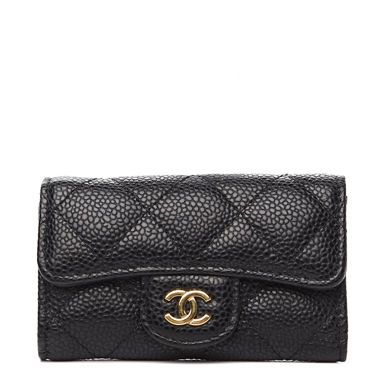 Caviar Quilted 6 Key Holder Black