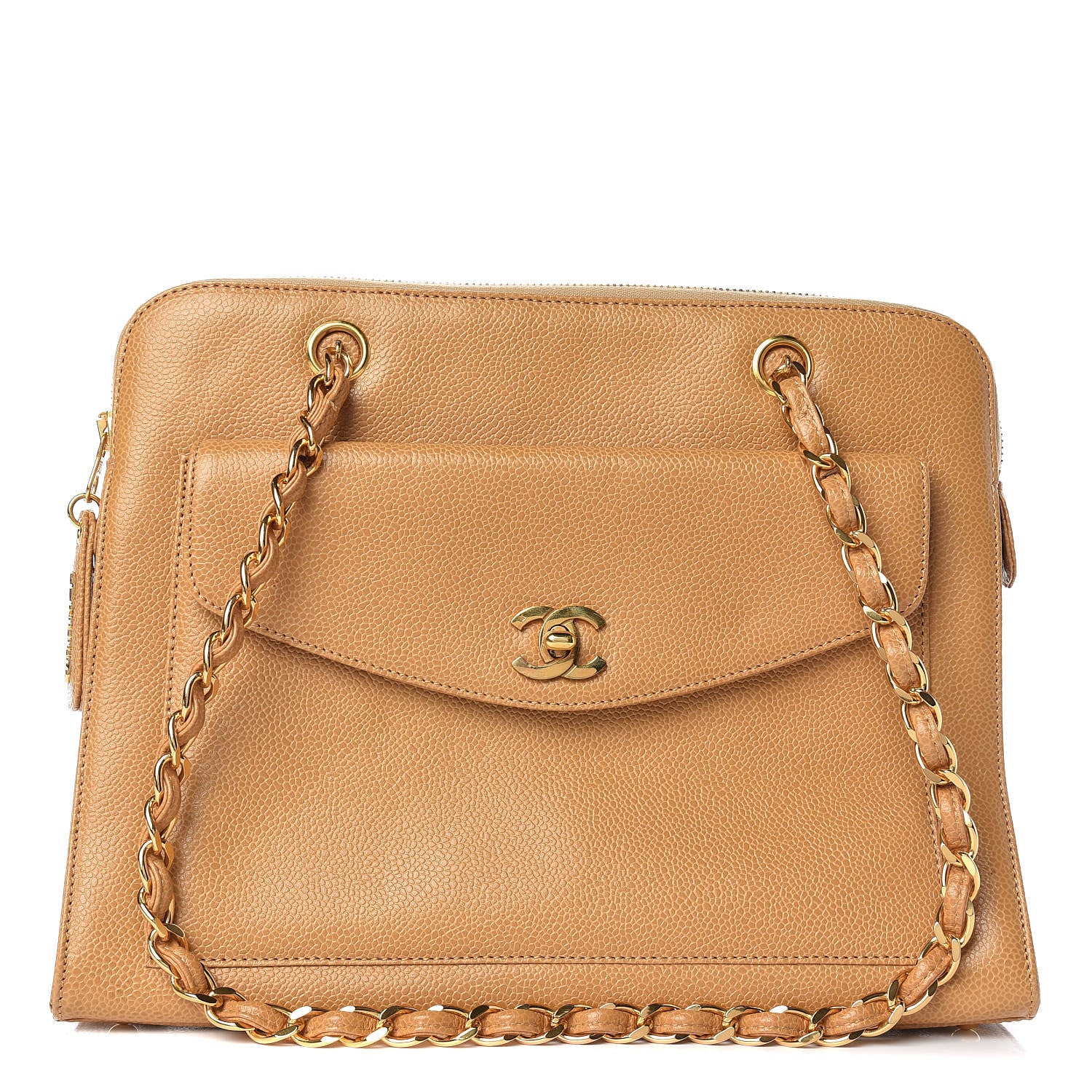 Chanel Caviar Flap Shoulder Bag Beige 1 of 16