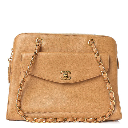 Chanel Caviar Flap Shoulder Bag Beige 1 of 16