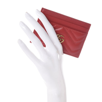 Gucci Calfskin Matelasse GG Marmont Card Holder Hibiscus Red 2 of 7