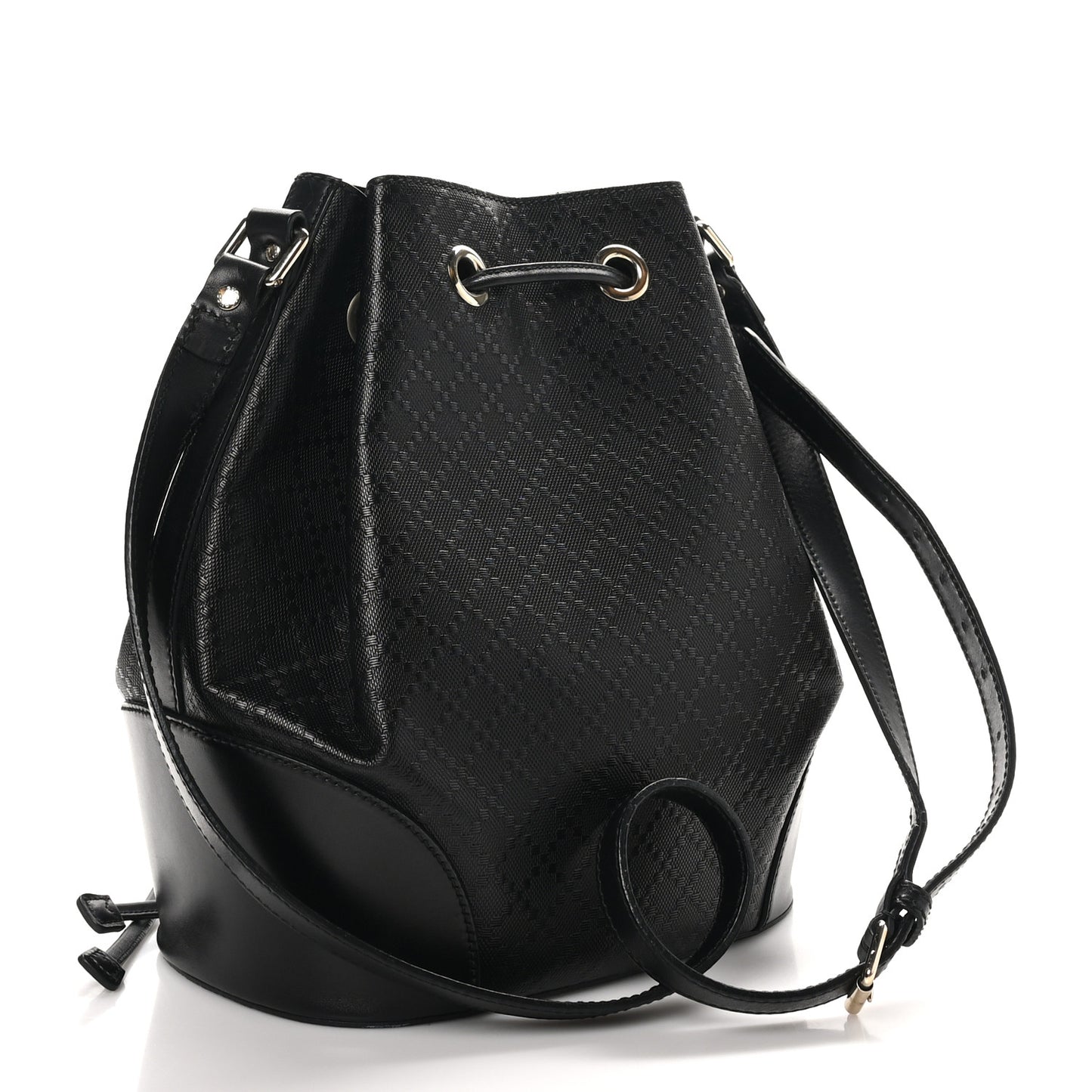 Bright Diamante Medium Bucket Bag Black