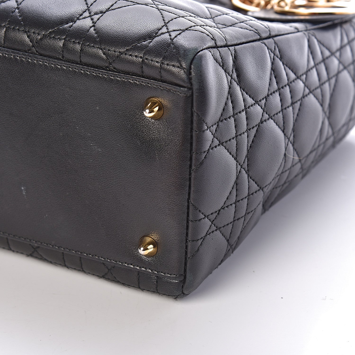 Christian Dior Lambskin Cannage Medium Lady Dior Black 9 of 10