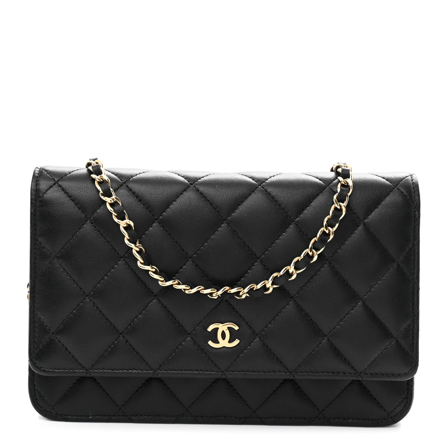 Chanel Lambskin Quilted Wallet On Chain WOC Black 1 of 10