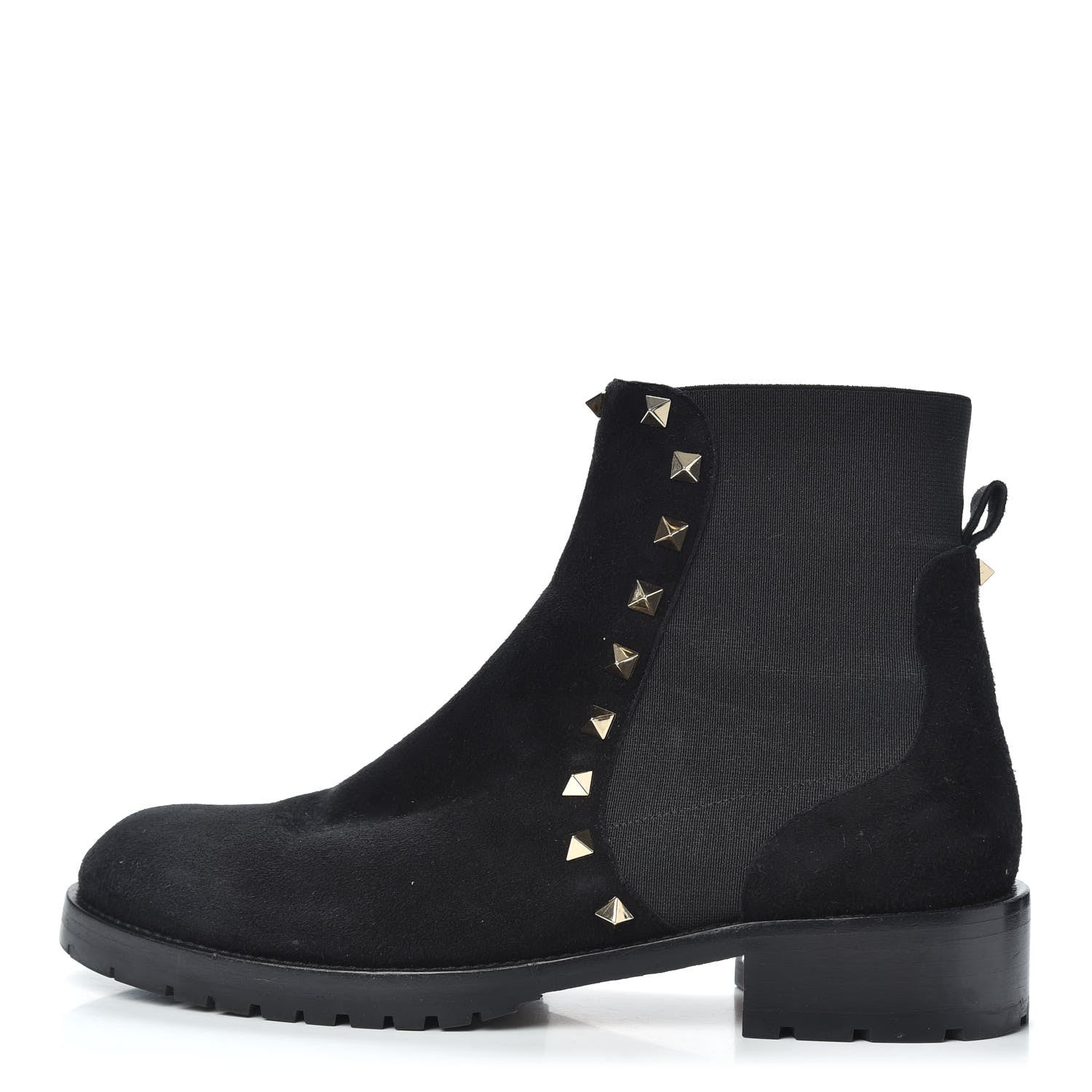 Valentino Garavani Suede Womens Rockstud Beatle Chelsea 20mm Ankle Boots 38 Black 1 of 7