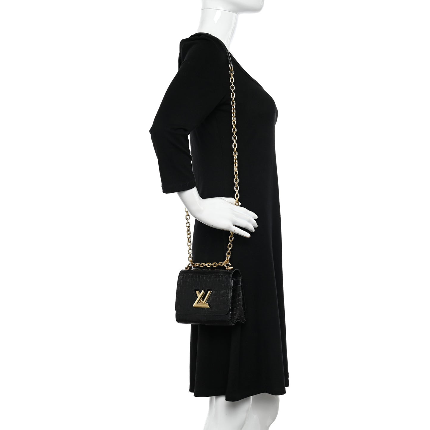 Crocodile Twist Mini Shoulder Bag Black