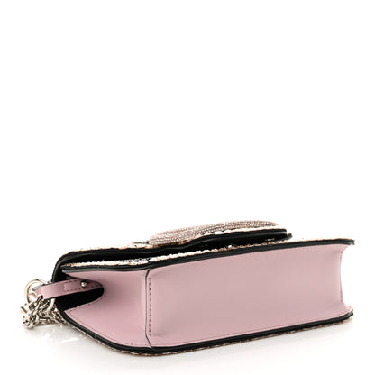Valentino Garavani Crystal Chess Embroidered Vlogo Small Loco Shoulder Bag Black Rose Water Lilac 4 of 11